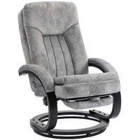 Grey Velvet Swivel Recliner Chair & Footrest - Ergonomic Lounge Seating