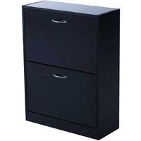 Shoe Storage Cabinet - Slim Modular Cupboard, Black/White, 60L x 24D x 80H cm, Particleboard, Space-Saving