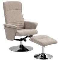 Grey Velvet Recliner Chair & Footstool - Ergonomic Swivel Lounge Set, Steel Base
