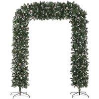 8.2ft Snow-Frosted Artificial Christmas Arch Tree with 91 Pinecones - Luxury Festive Gateway