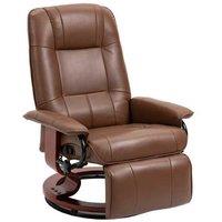 Faux Leather Swivel Recliner Chair - Ergonomic, Wooden Base, Black