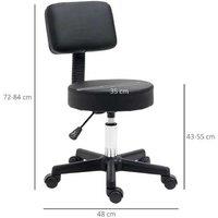 Ergonomic Black PU Leather Salon Chair with Wheels - Adjustable Height - 135kg Capacity