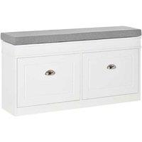 White Shoe Storage Bench with 2 Drawers & Padded Seat - Modern Wooden Hallway Organiser