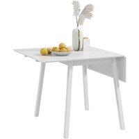 Solid Wood Folding Drop Leaf Dining Table - Space-Saving Extendable, Seats 4, White Finish