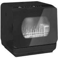 Mini Tabletop Dishwasher - Compact 4-Place Setting, Dual Water Supply, Sleek Black Kitchen Appliance