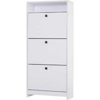 White Chipboard Shoe Storage Cabinet with 3 Drawers - Space-Saving Modular Hallway Organiser