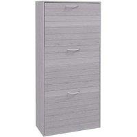 Slim Wood Shoe Cabinet with 3 Flip Drawers - 12 Pair Modular Storage, Modern Grey