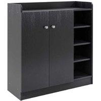 Black Modular Shoe Storage Cabinet with Adjustable Shelves - Wood Effect, 12-Pair Capacity, Modern Style