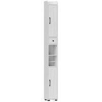 Slim Freestanding Bathroom Cabinet with Barn Doors - White, Modern Farmhouse Style, Particleboard, Space-Saving Tall Storage
