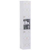 Slim Freestanding Bathroom Storage Cabinet - Adjustable Shelves - Modern White MDF