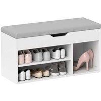 Wood Shoe Cabinet Bench with Storage - Cream White, Multi-Compartment, Padded Seat