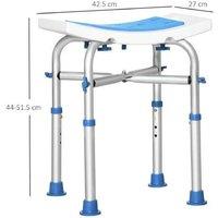 Padded Shower Stool - Adjustable Height, Anti-Slip Feet, Blue - Compact Bath Seat for Elderly & Disabled