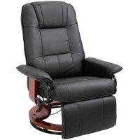 Linen Recliner Armchair with Footrest - Ergonomic Swivel Chair, Black, 120kg Capacity