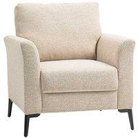 Linen-Look Small Armchair - Beige, High-Density Foam, Modern Accent Chair