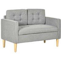 Light Grey Fabric 2-Seater Sofa with Hidden Storage - Modern Compact Loveseat