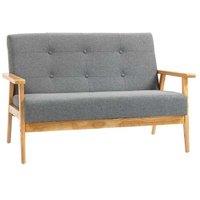 2-Seat Tufted Linen Sofa - Dark Grey, Retro Scandi Style
