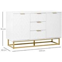 Freestanding Modular Storage Cabinet with 3 Drawers - White MDF & Steel - Modern Organiser