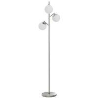 Modern 3-Light Globe Floor Lamp - Adjustable LED, Dimmable, Silver Finish