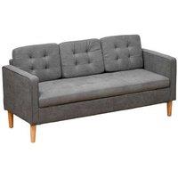 Grey Fabric 3-Seater Tufted Sofa with Storage - Modern Scandi Style