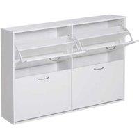 White Wooden 4-Drawer Shoe Cabinet - Modular Storage, Adjustable Shelves, 1202481cm