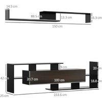 Contemporary Particle Board TV Stand with Wall Shelf - Storage & Display Unit