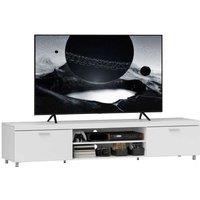White MDF TV Stand Cabinet for up to 90" TVs - Modern Storage, Steel Legs