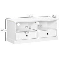 White MDF TV Stand with Drawers & Shelves - Fits up to 45" TVs, Contemporary Storage Unit