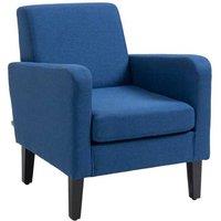 Modern Linen-Feel Accent Armchair with Rubber Wood Legs - Compact Lounge Seating