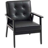 Retro Faux Leather Accent Chair - High-Density Padded, Solid Wood Frame, 120kg Capacity
