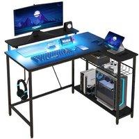 Reversible 'L' LED Light Corner Desk - Black Steel Frame, Multi-Storage, Modern Workspace