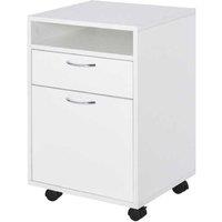 White Particle Board 3-Tier Rolling Storage Cabinet - Under Desk Drawer, Office & Home, 25kg Capacity