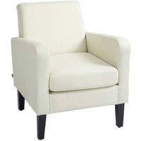 Cream Linen Accent Armchair with Solid Wood Legs - Modern Scandi Lounge Chair