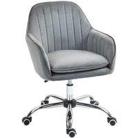 Grey Velvet Ergonomic Swivel Desk Chair - Adjustable Height, Padded, Modern Office Seating