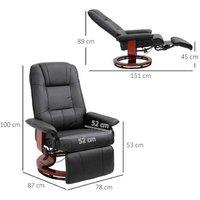 Faux Leather Swivel Recliner Armchair with Padded Support & Wood Base