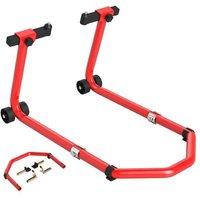 Heavy-Duty Front/Rear Motorcycle Stand - 390kg Capacity, Adjustable Steel, Red