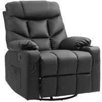 Faux Leather Swivel Recliner Chair with Footrest & Cup Holders - Brown, Ergonomic Cinema-Style Lounge Seating