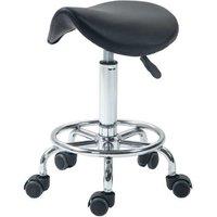 Black PU Leather Saddle Stool - Ergonomic Adjustable Rolling Chair for Salon, Spa & Office