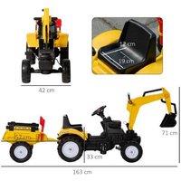 Ride-On Pedal Digger Construction Car - Ages 3-6, Outdoor Creative Play, Yellow