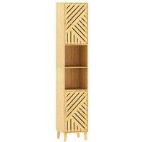 Bamboo Bathroom Storage Cabinet - Tall, Slim, Multi-Shelf Organiser, Natural Finish