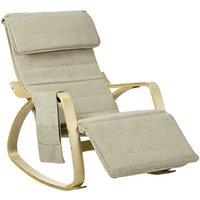 Birch Wood Rocking Lounge Chair with Adjustable Footrest & Pillow - Ergonomic, Modern Armchair