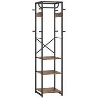 Industrial Multi-Storage Clothes Rack - Steel & Wood, Space-Saving Modular Wardrobe
