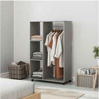 HOMCOM Open Wardrobe with Wheels & Hanging Rail - Modern Bedroom Storage, Particle Board, 3 Shelves