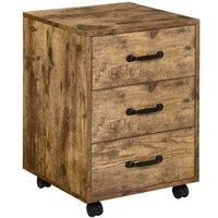 Wood Mobile File Cabinet - 3 Drawer Rolling Office Storage, Compact Under-Desk Organizer