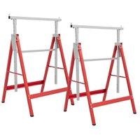 Heavy-Duty Folding Steel Builders Trestles - Adjustable Height, Set of 2
