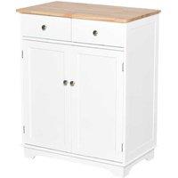 White MDF Modular 2-Drawer Double Door Kitchen Storage Cabinet - Adjustable, Sturdy, Versatile