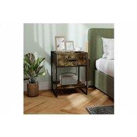 Modern Steel Frame Bedside Table with Storage Drawer - Contemporary Bedroom Furniture