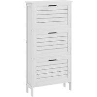 Slimline White MDF Shoe Cabinet - 3 Flip Drawers, Space-Saving Hallway Storage