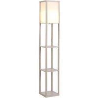 Modern MDF 3-Tier Shelf Floor Lamp with Storage - E27 Bulb Fitting, Oak Finish