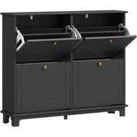 Slim Wooden Shoe Cabinet - 4 Flip Drawers, 16 Pair Capacity, Modern Hallway Storage