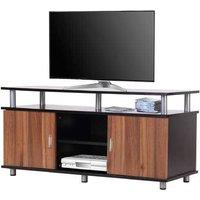 Contemporary Particle Board TV Stand Media Unit with Storage - Wood Tone